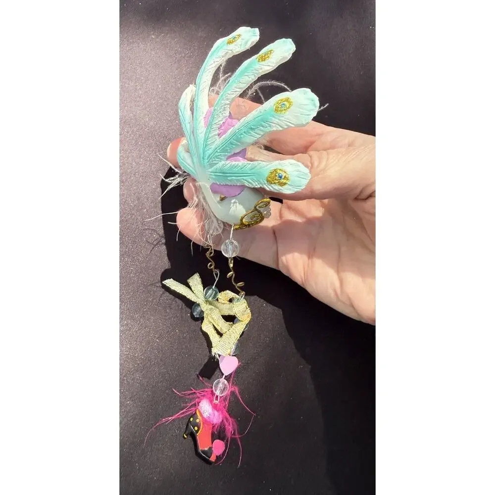 Vintage Katherines Collection Dangle Leg Peacock Christmas Ornament Rare! -K2